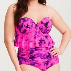 Torrid size 2 Peplum top, high waist bottoms . Vibrant tie dye .